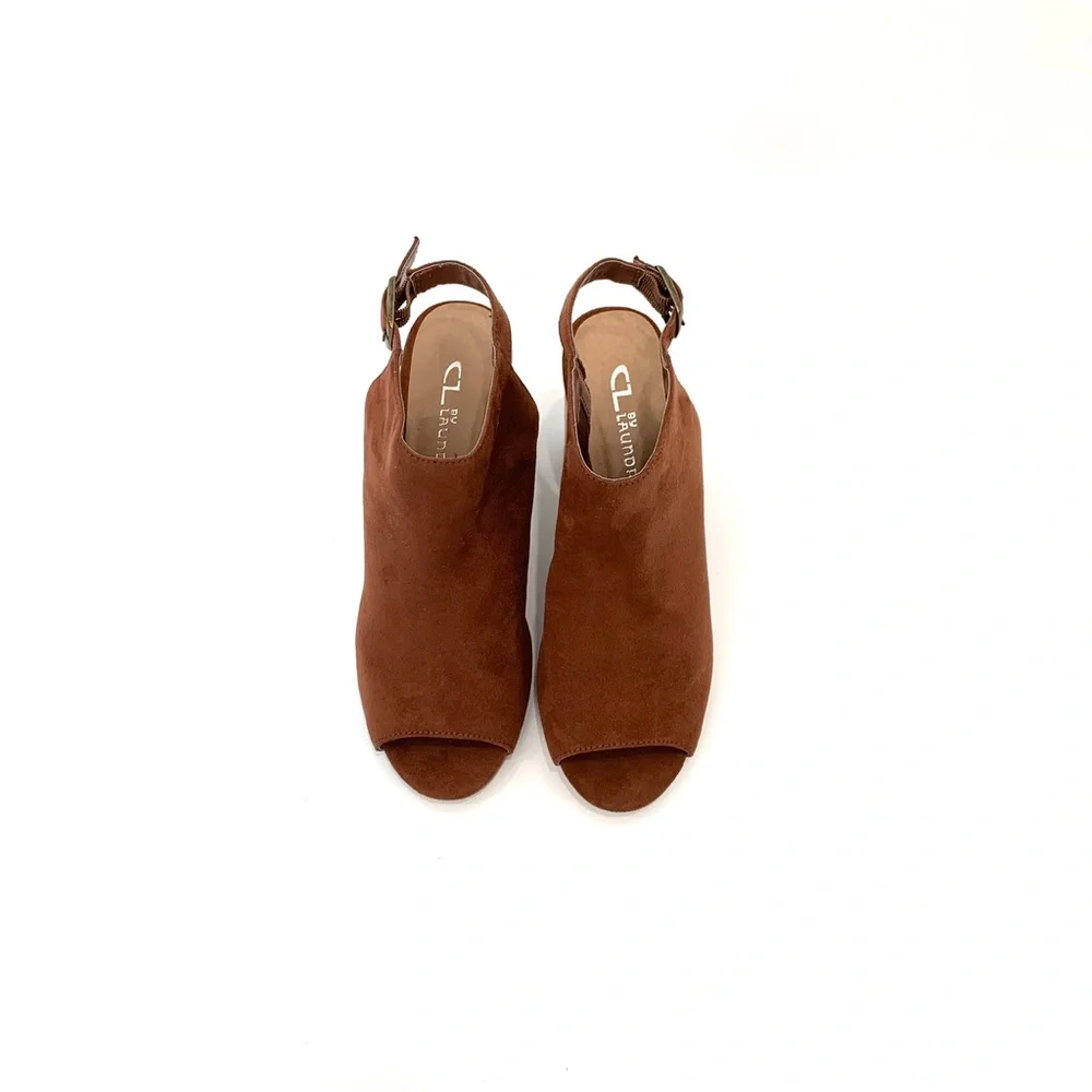 Chinese Laundry Bestie Open Toe Brown Suede Booties - Picture 5 of 10